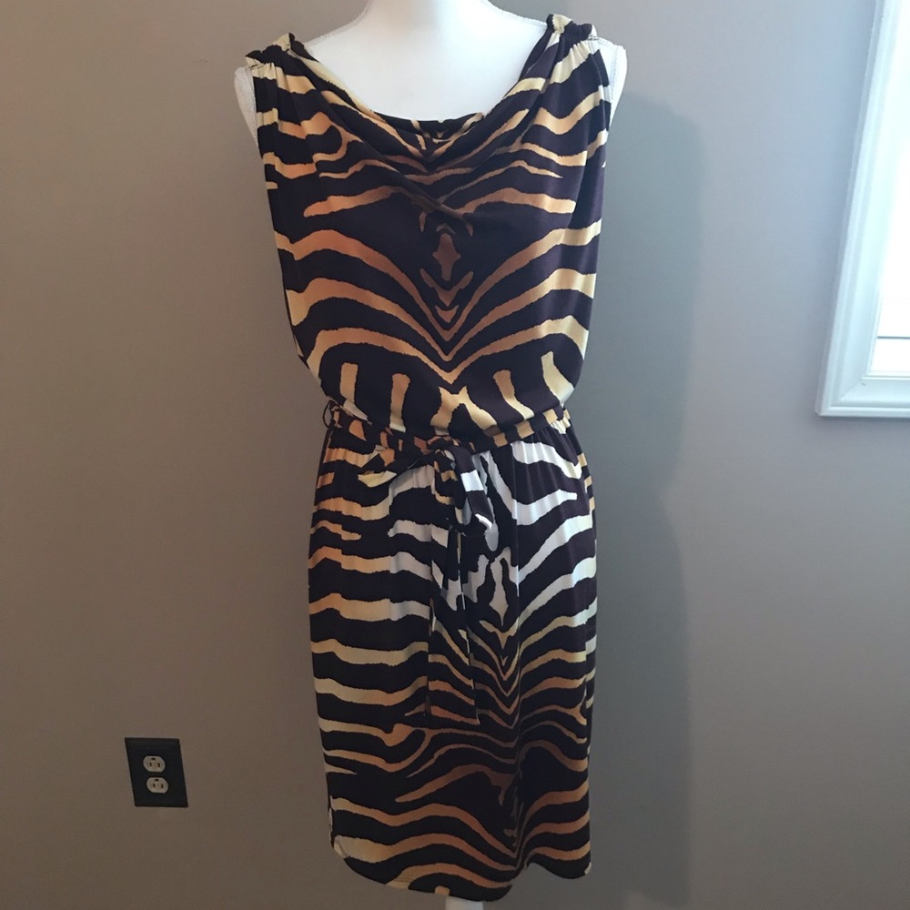 Animal cowl neck print dress